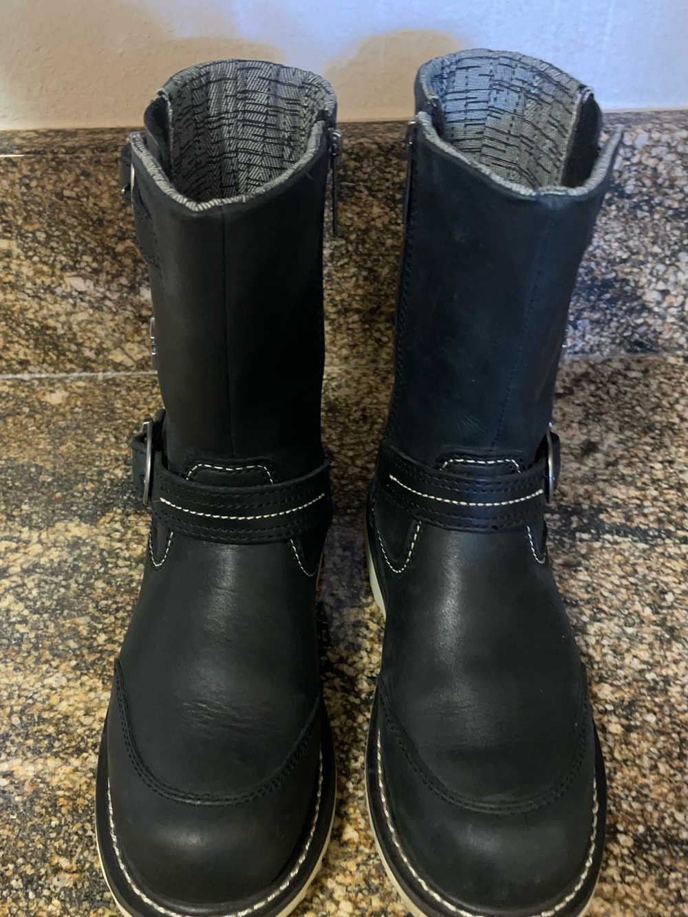 Harley-Davidson Black Leather Rider Boots with White Sole - Picture 6 of 6